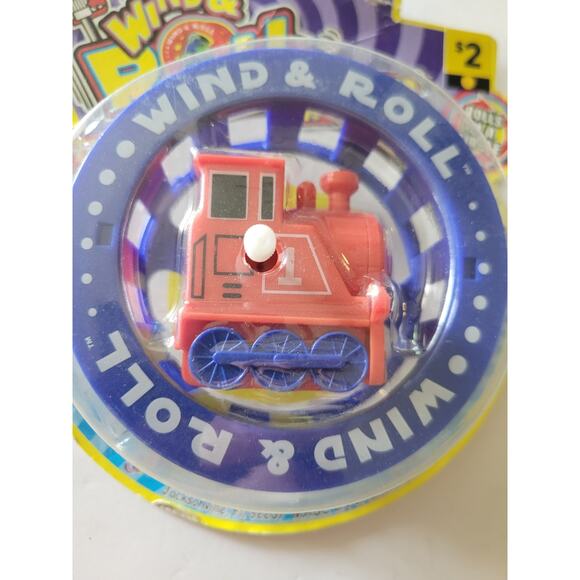 NIP Vintage 1990s Ja-Ru Toys Wind-Up & Roll Train Wheel Toy Unused in Package - Picture 4 of 8